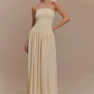 Meshki Strapless Cream Maxi Dress